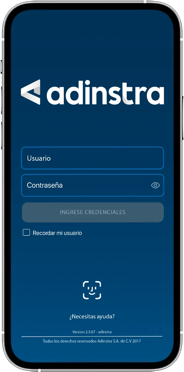App de Adinstra en su versión estándar